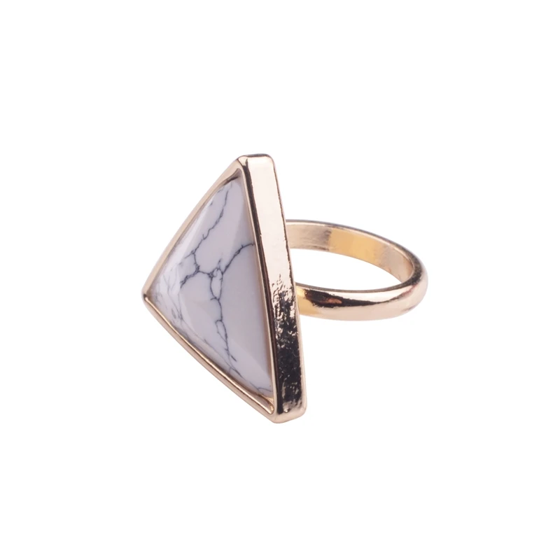 Мраморная заготовка модный натуральный камень белый треугольное Кольцо Золотое