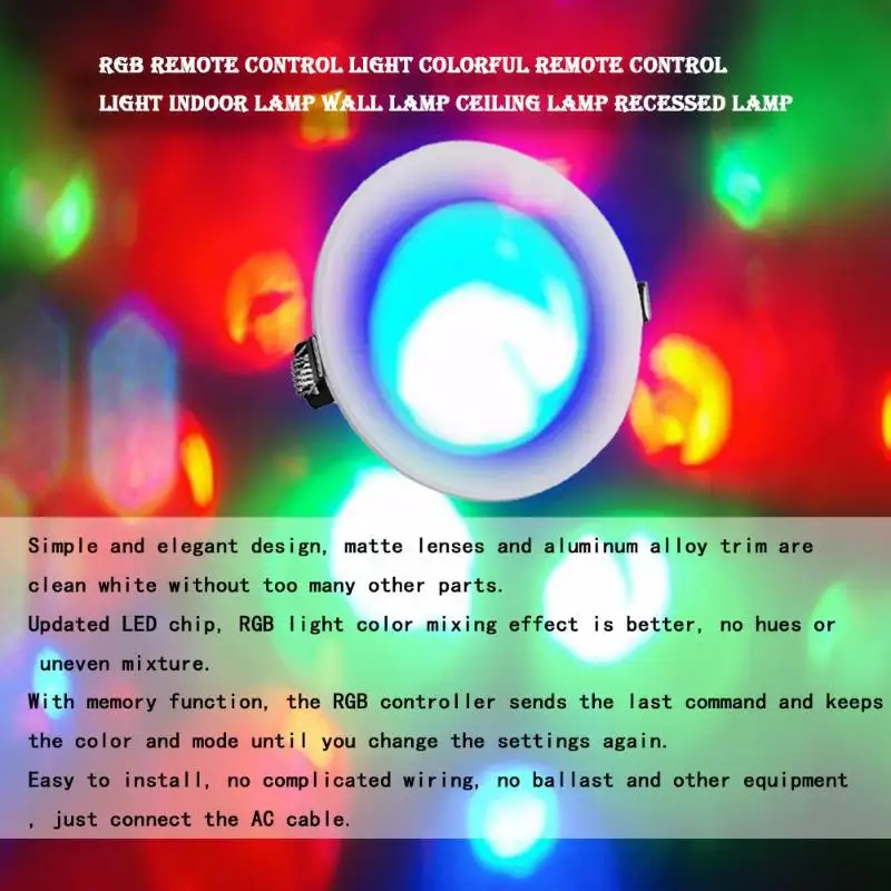 

LED Ceiling Panel Light RGB Wall Lamp Indoor Home Lighting w/Remote Control