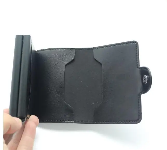 Высококачественный RFID автоматический всплывающий алюминиевый ящик кожаный пакет для карт Противоугонная Магнитная Кредитная карта бизнес кошелек с отделами для карт
