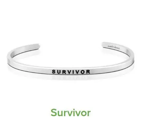 SURVIVOR Любовный браслет ободряющие цитаты браслеты 316L женское из нержавеющей стали вдохновляющие ювелирные изделия серебро любовь браслеты для женщин - Окраска металла: SURVIVOR