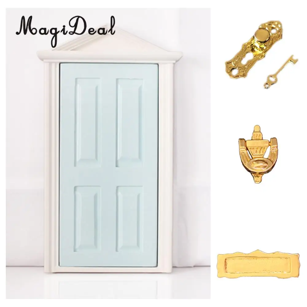 MagiDeal 1/12 Масштаб Кукольный дом миниатюрный деревянный Steepletop 4 панели двери с оборудованием для детей DIY мебель игрушка 6 цветов