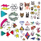 Милая акварель мультфильм Единорог временная татуировка собака Алмазная татуировка наклейки детская ручная переводная татуировка Детский боди-арт