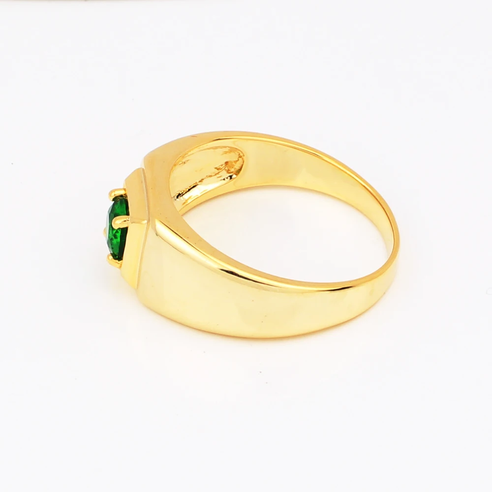 Кольцо мужское с круглым камнем 5 ММ золотого цвета R503|gold plated ring|ring forrings for men |