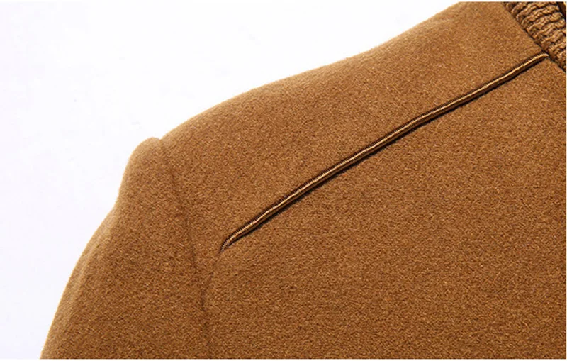 Men's Mandarin Collar Cashmere Coats Winter New Brand Long Wool Trench Coat Men Slim Fit Wool&Blends Peacoat Manteau Homme