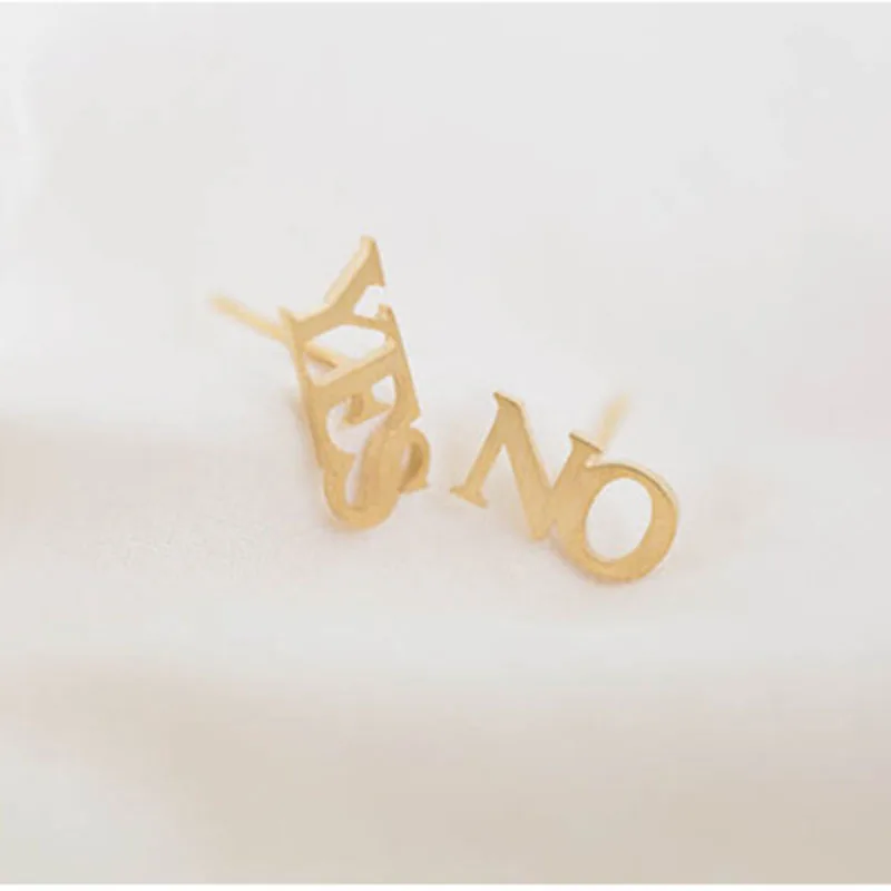 

Wholesale 30Pairs Mix Color Lot Of Cute YES And No Letter Stud Earring Piercing Studs Hiphop Style Unisex For Uniques