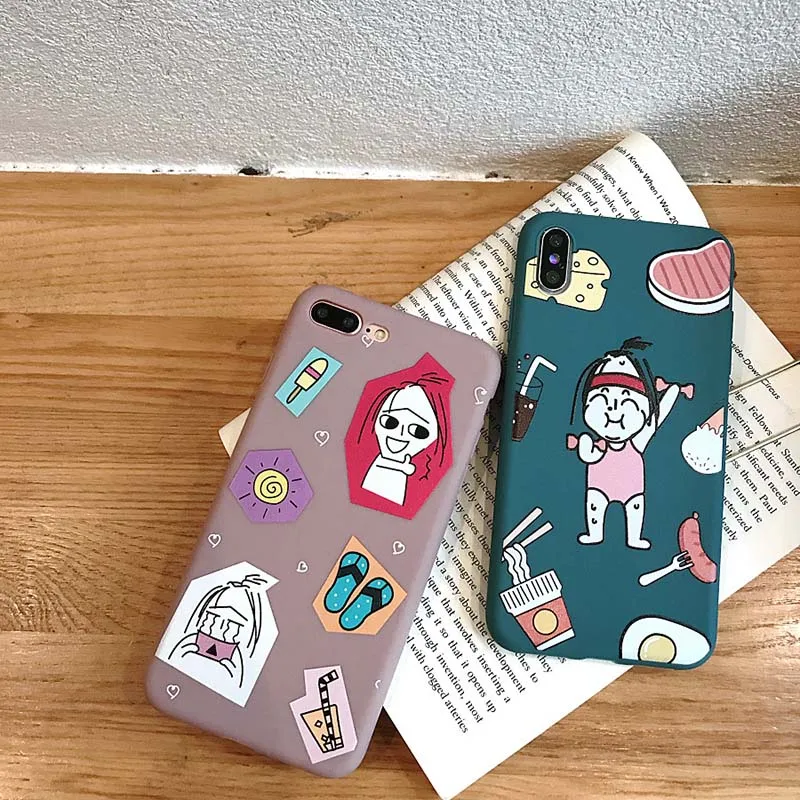 Cartoon Cute Weight loss inspirational girl Phone Case For iPhone X XR XS Max 6 6S Plus Soft Back Cover 7 8 |