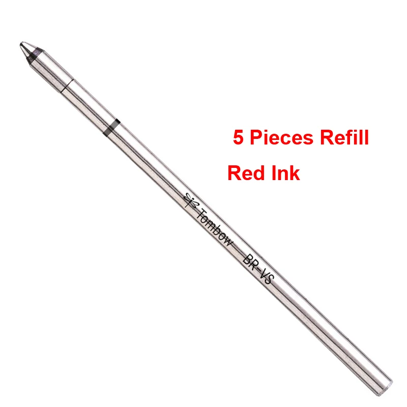 5pcs Red ink Refil Шариковая ручка Tombow Zoom 727 0,7 мм, Милые Роскошные деловые ручки, многоразовый латунный корпус, наконечник из нержавеющей стали в подарочной коробке, красная точка, 1 шт - Цвет: 5pcs Red ink Refil