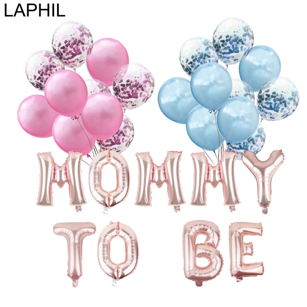Воздушный шар LAPHIL из фольги для будущей матери синие розовые с конфетти | Дом и