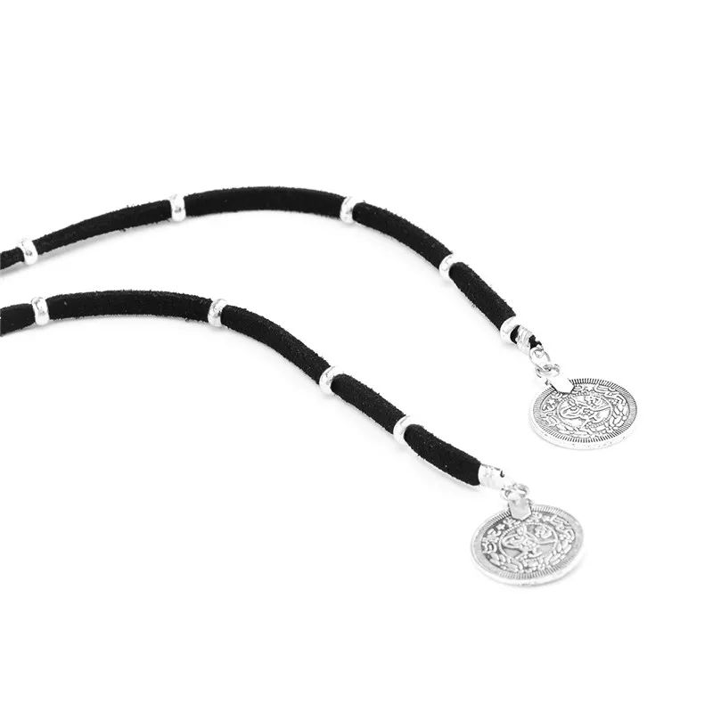 New Black Suede Leather Cord Necklace Fashion Long round Choker Statement Necklaces for Women Collier Bijoux Wholesale | Украшения и