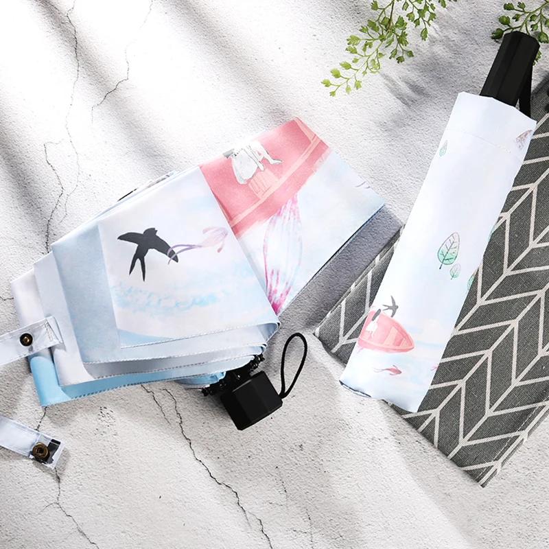 Sunshine and Rain Dual-purpose Sunscreen Ultraviolet Protection Folding Student Portable Five-fold Umbrella | Дом и сад