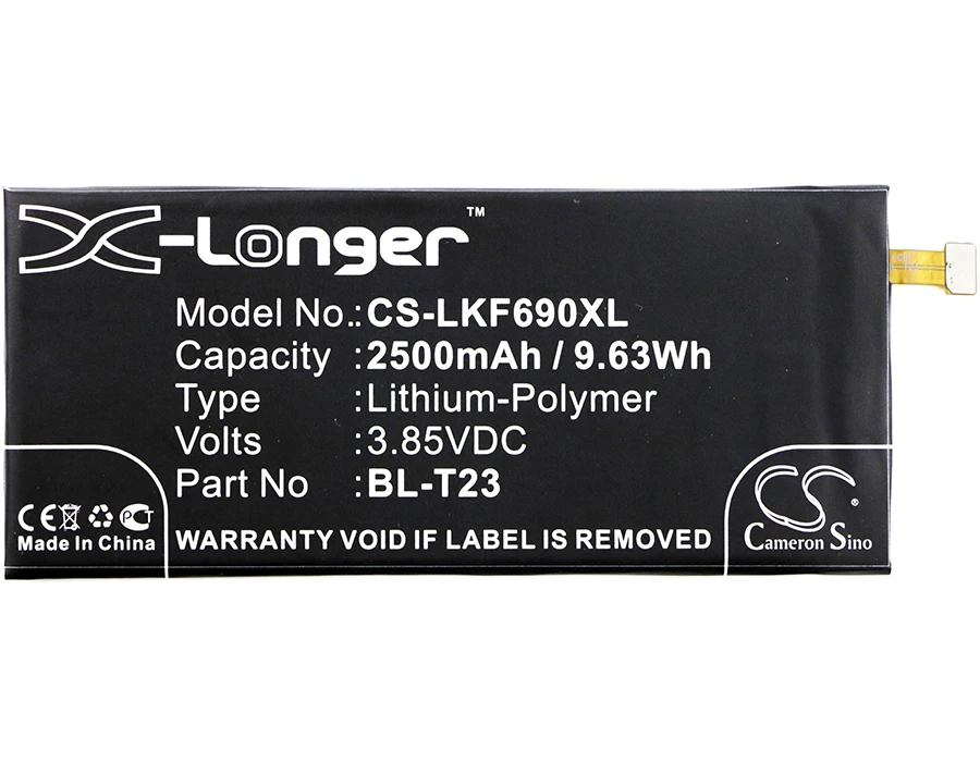 Аккумулятор Cameron Sino 2500 мАч EAC63278801 для LG F690L F690S K500 K500H K580 K580AR K580F K580H K580Y X Cam 4G|2500mah