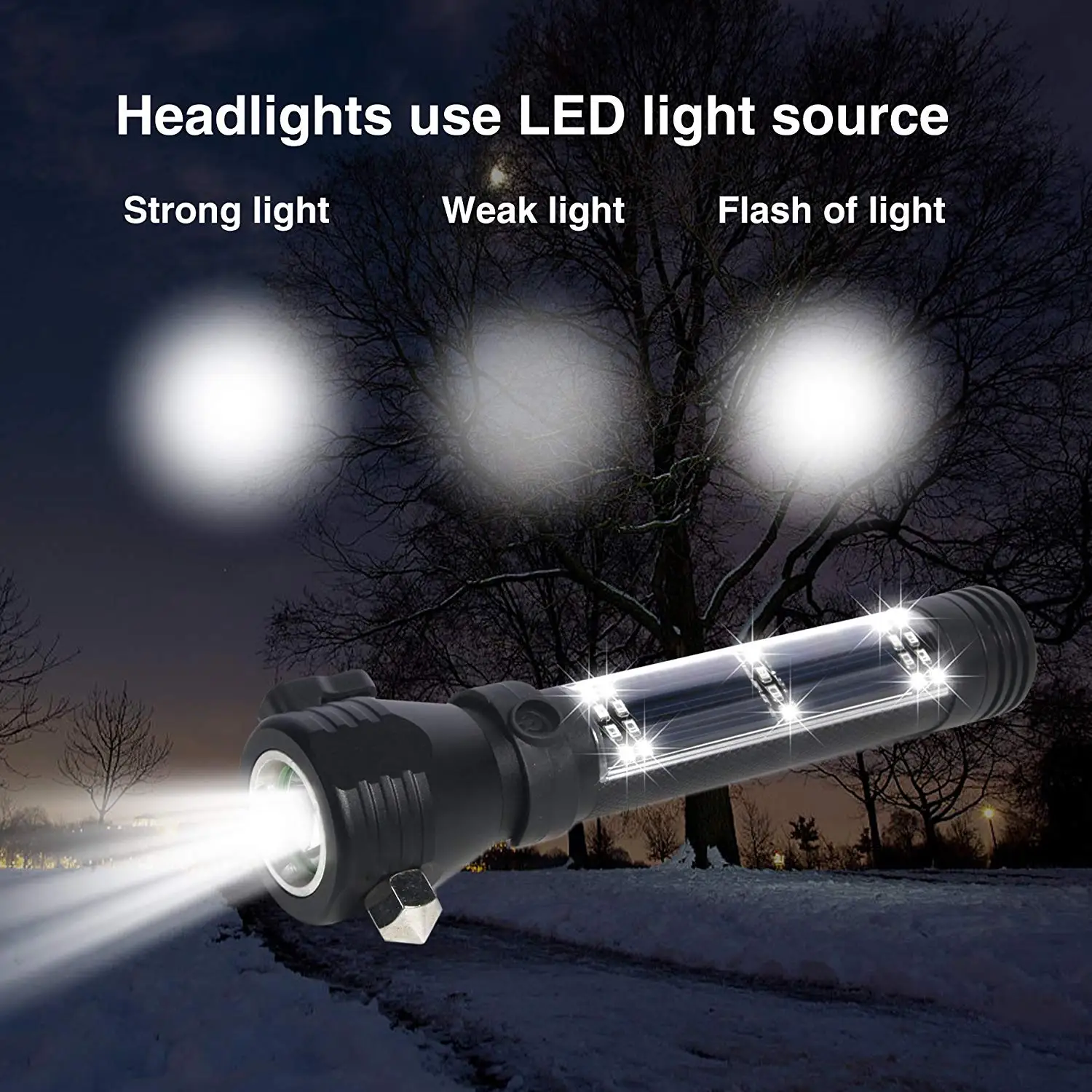 USB Led Flashlight Built-in 18650 Battery Power Bank Solar flashlights with Car Emergency Tool for camping | Лампы и освещение