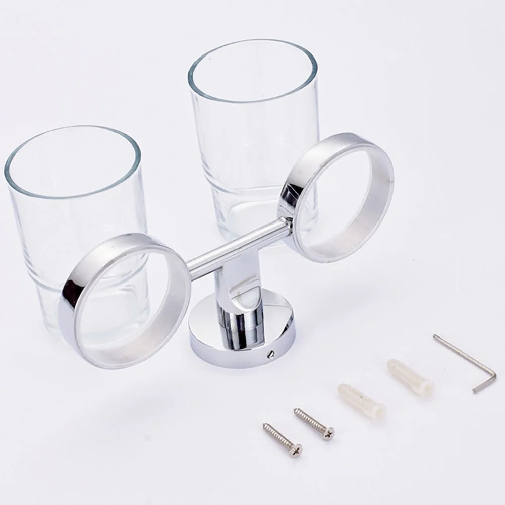 Stainless Steel Home Hotel Kitchen Bathroom Bracket Portable With Double Cups Accessories Wall Mounted Toothbrush Holder | Дом и сад