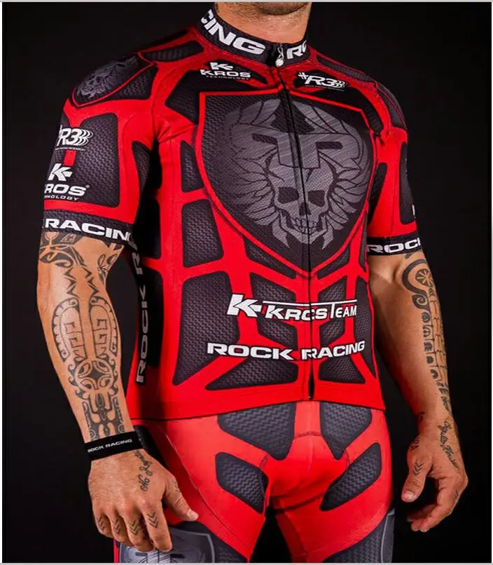 Jersey And Bib Pants Высокое качество Pro Team Rock Racing Bike велосипедная одежда мужская летняя Ropa Ciclismo дышащая с коротким рукавом велосипедные майки наборы - Цвет: Jersey And Bib Pants