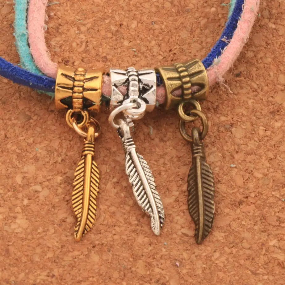 

Feather Big Hole Beads 29.3x4mm 36pcs Zinc Alloy/ /Bronze Dangle Fit European Charm Bracelets Jewelry DIY B332