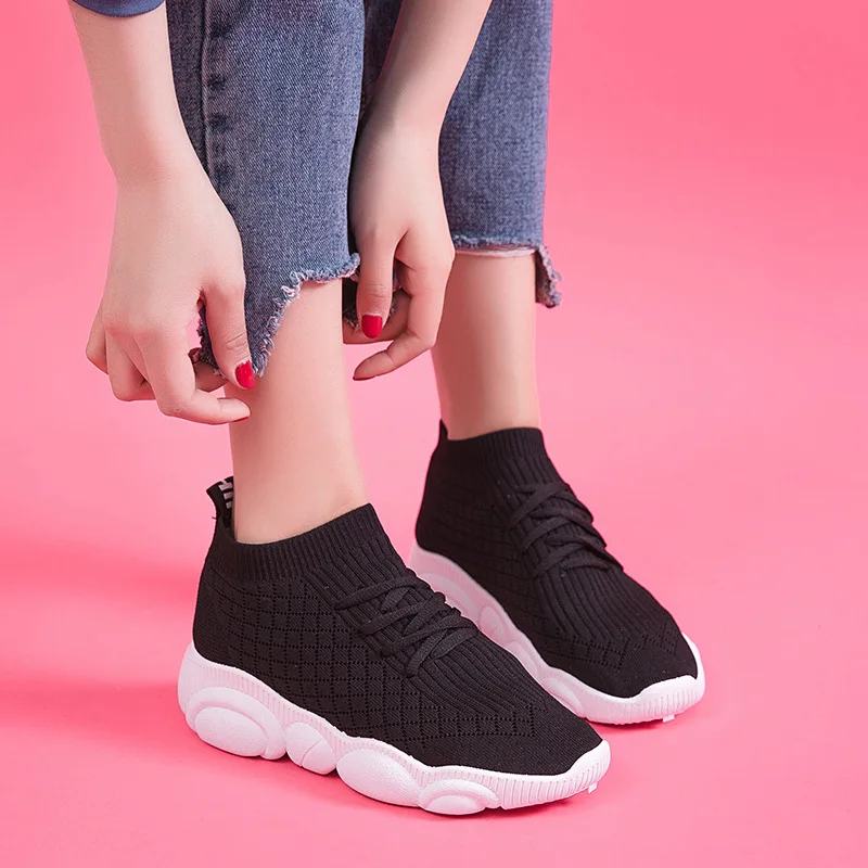 Женская модная повседневная обувь на шнурках плетеная из сетчатого материала