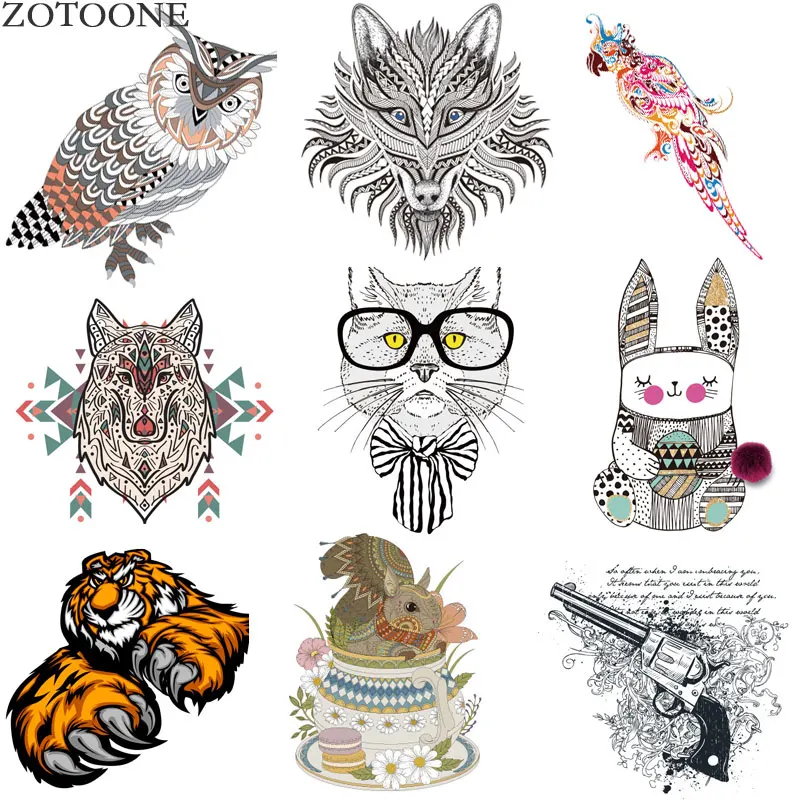 

Cartoon Patches Iron on and Cat colored bird for Clothing DIY T-Shirts Applique Washable Heat Transfer Vinyl Stickers Press D