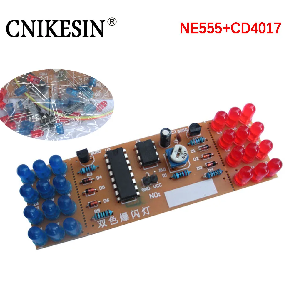 CNIKESIN Diy набор двух цветов Набор стробоскопов NE555 + CD4017 Thunderclap Flash электронный