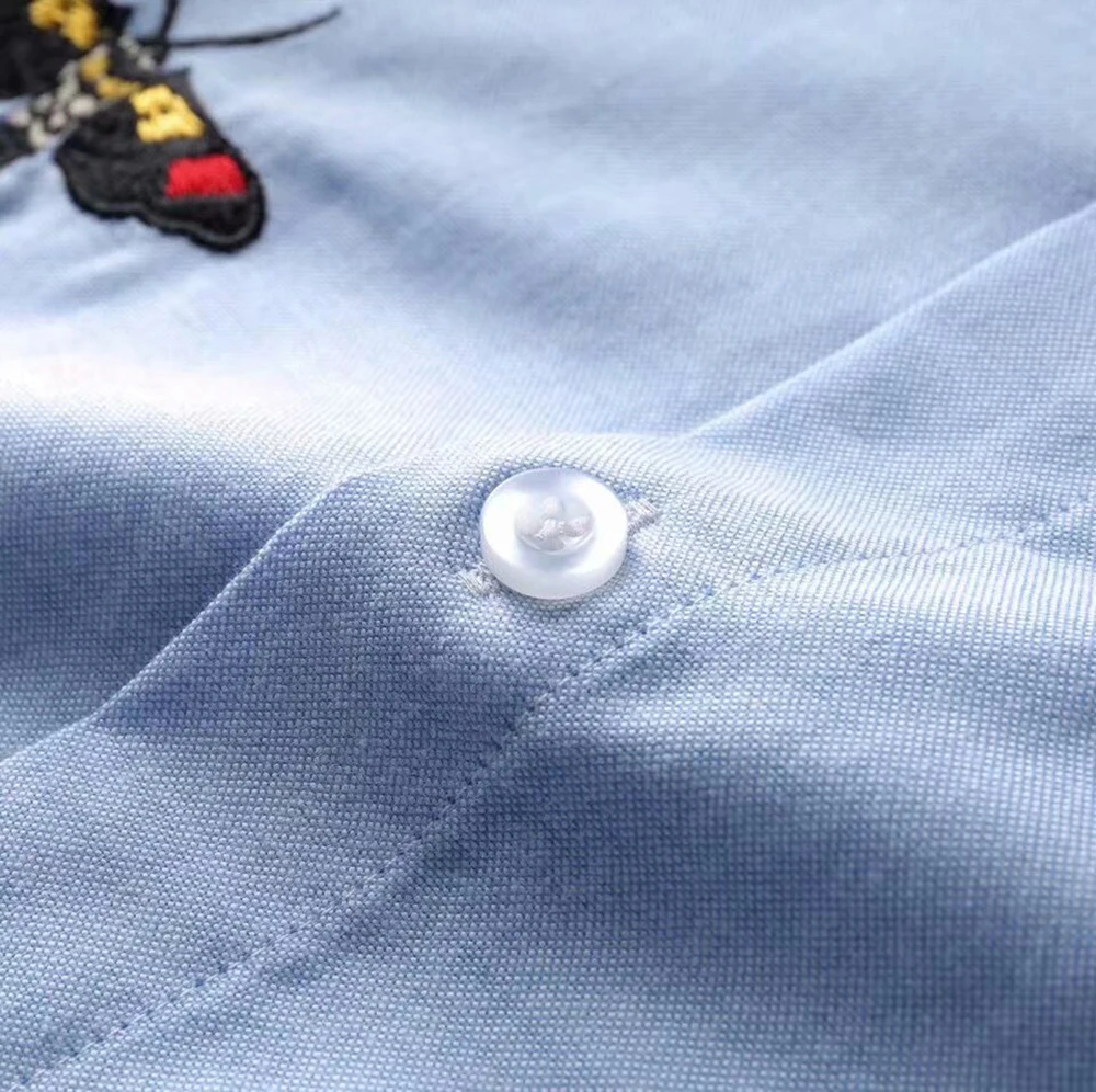 

DUYOU brand Men 100% cotton shirt embroidery color butterfly shirt men spring autumn casual dress shirts camisa masculina DY2099