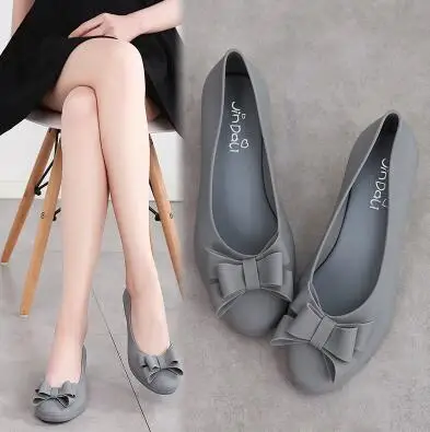 Новинка 2017 года прозрачная обувь с закрытым носком и бантом женские летние