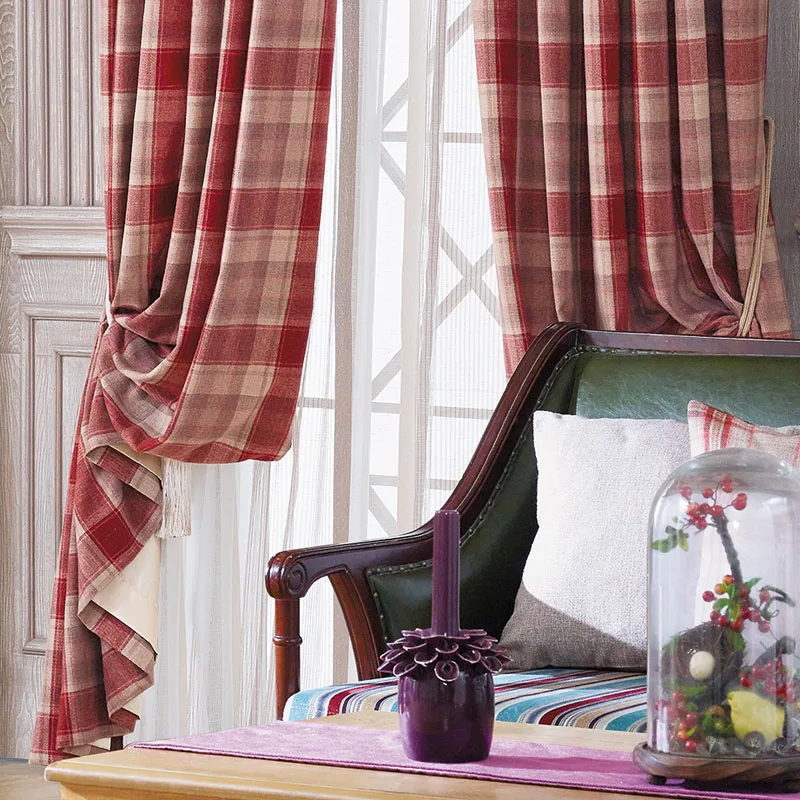 Роскошные шотландские шторы для гостиной плотные клетчатые спальни столовой на