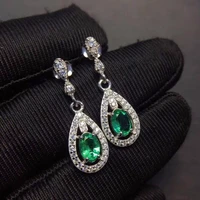 jewelry luxury pear created green emerald earrings solid 925 sterling silver vintage jewelry