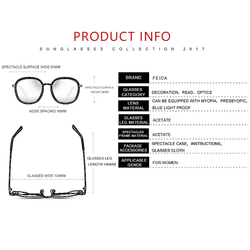 Женские и мужские очки FEIDA винтажные в ретро стиле из ацетата BC3901|women frame|man brand