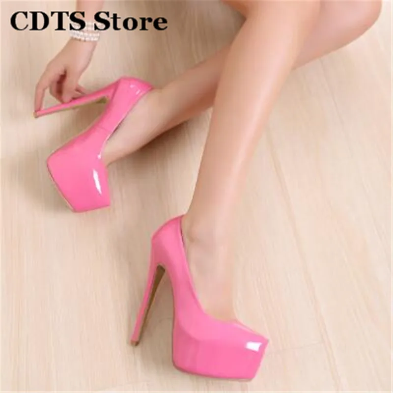 Crossdresser/Большие Размеры: 35-43, 44, демисезонные пикантные туфли-лодочки для ночного клуба на шпильке 15 см женская свадебная обувь женская обувь - Цвет: Розовый