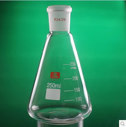 Стеклянная колба Erlenmeyer коническая 3 боросиликатное Заземляющее стекло 250 мл