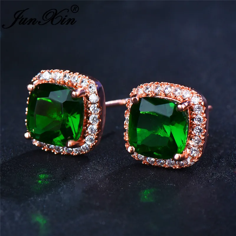 JUNXIN роскошные женские серьги гвоздики с радужным огненным опалом для женщин