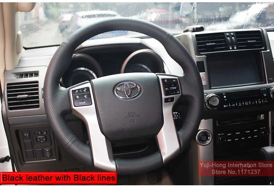 Yuji-Hong, чехлы для руля автомобиля из искусственной кожи, чехол для Toyota Prado 2010-, сшитый вручную чехол из микрофибры
