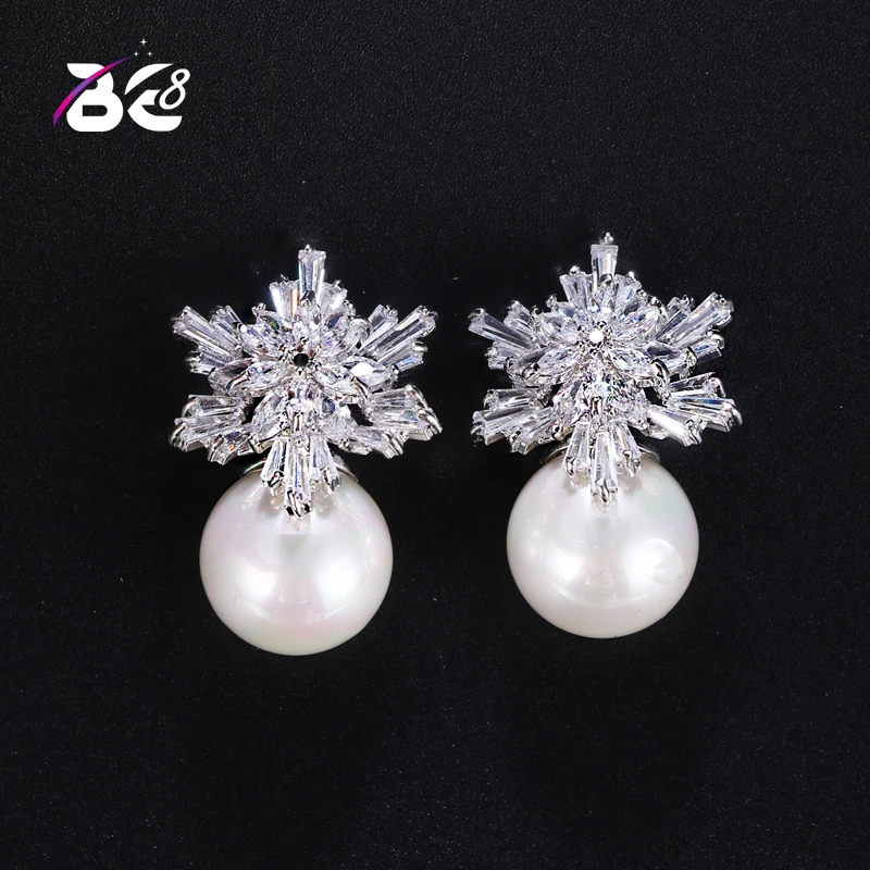 

Be 8 New Fashion Round Pearl Stud Earrings,Snow Flower Stud Earrings for Women Lovely Jewelry E433
