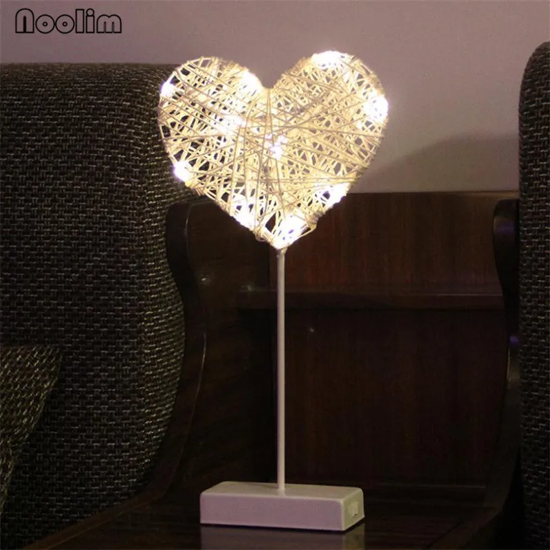 Noolim звезда в форме сердца трава ротанга Плетеный светодиодный ночсветильник