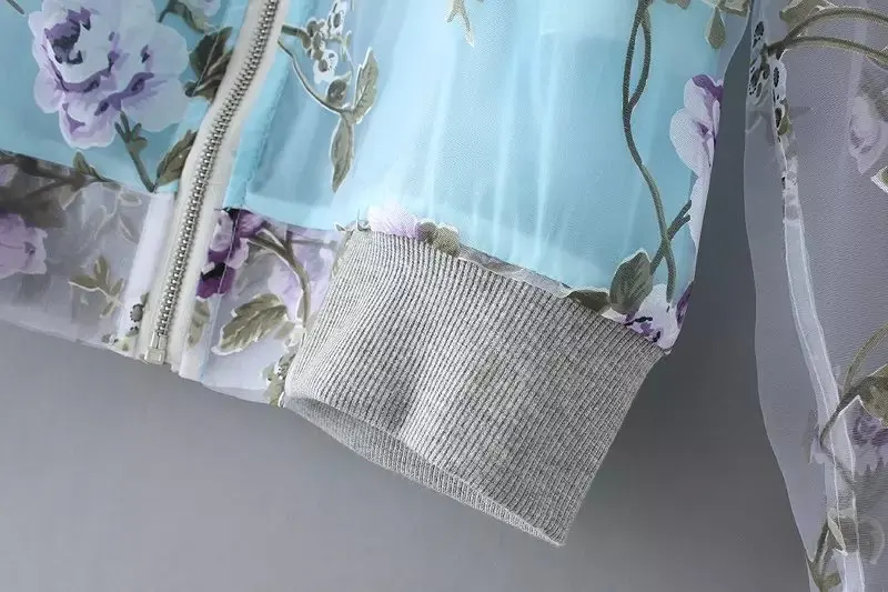 ASDS 2018 летняя женская мода органза цветочный жакет Casaco Feminino кардиган пальто для