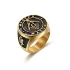 8-13 размеров, кольцо для мужчин в стиле панк, золотого цвета, масонское, Ретро стиль, круглые стразы, кольцо, классические ювелирные изделия AG, масонское золото, Anel Bagues