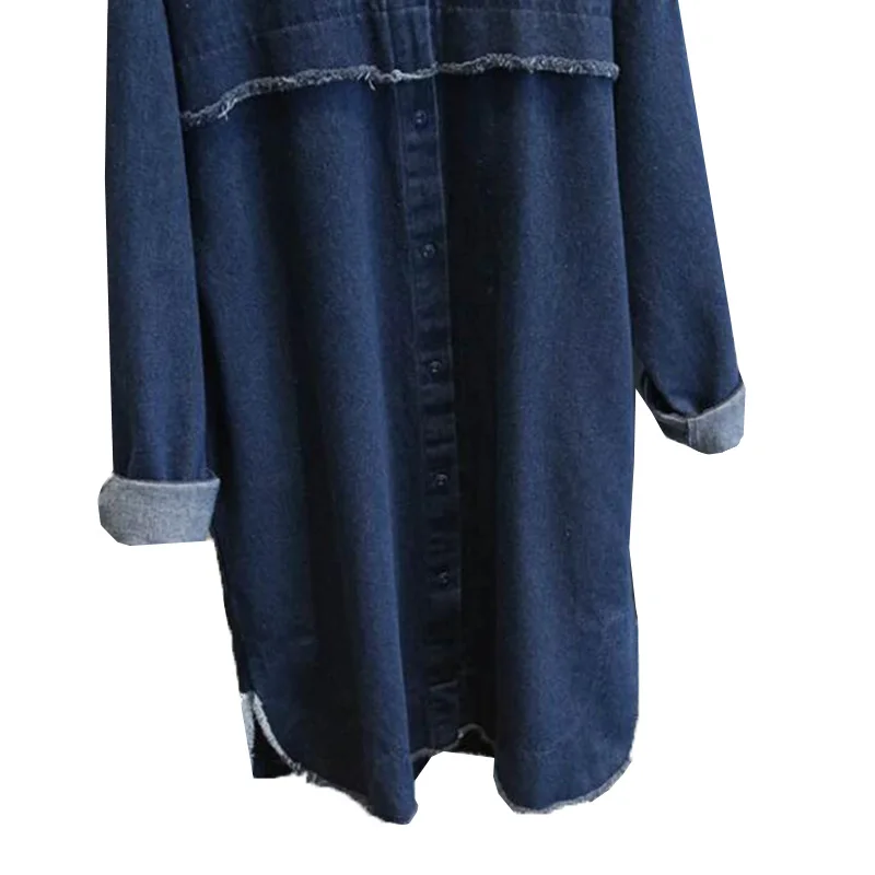 Новинка 2017 модная женская длинная джинсовая куртка весна осень BF стиль