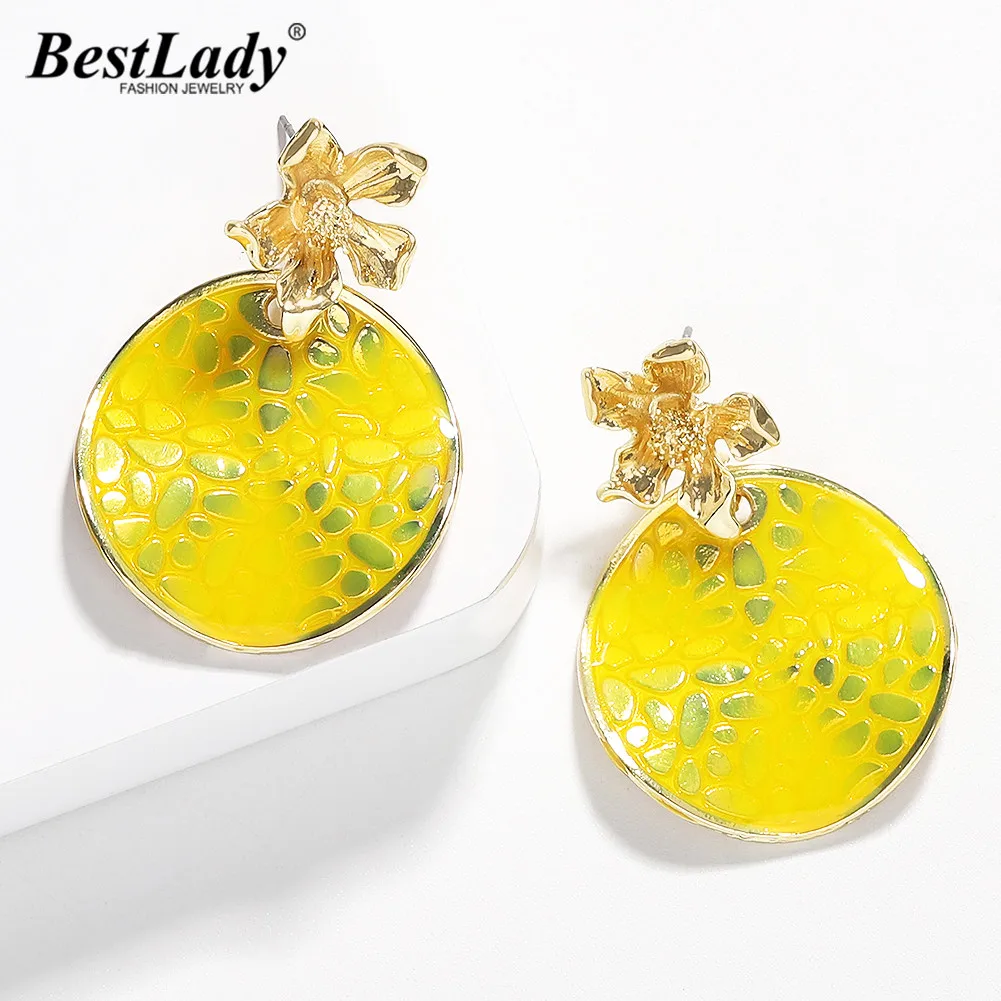Женские богемные серьги подвески Best lady металлические в форме цветка модные
