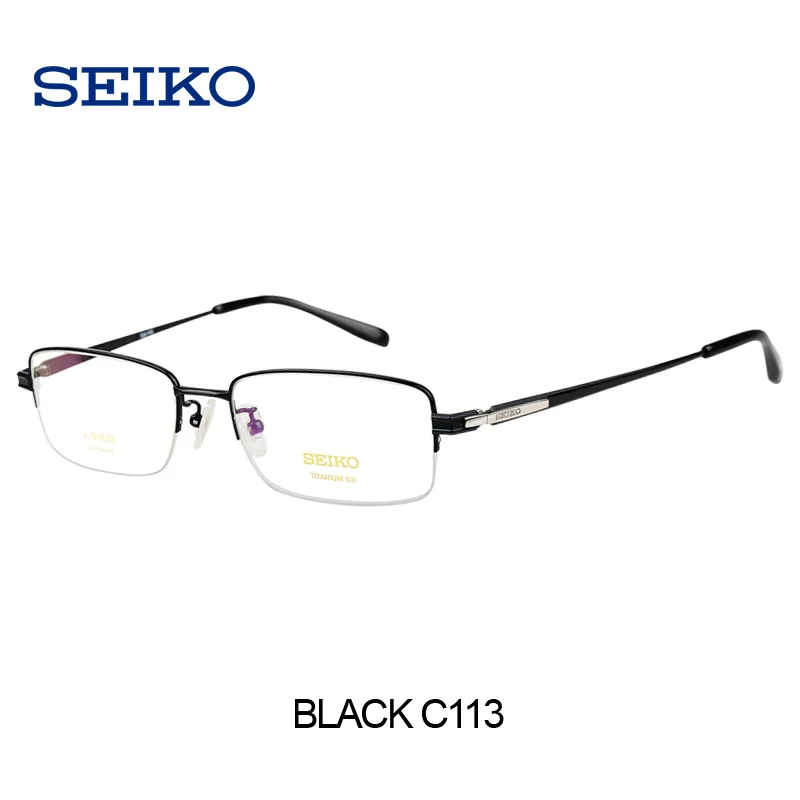 C113 Black SEIKO титановые мужские очки с оправой, мужские очки, Мультифокальные очки для близорукости, полуоправы, оптические оправы, HT01080 - Цвет оправы: C113 Black
