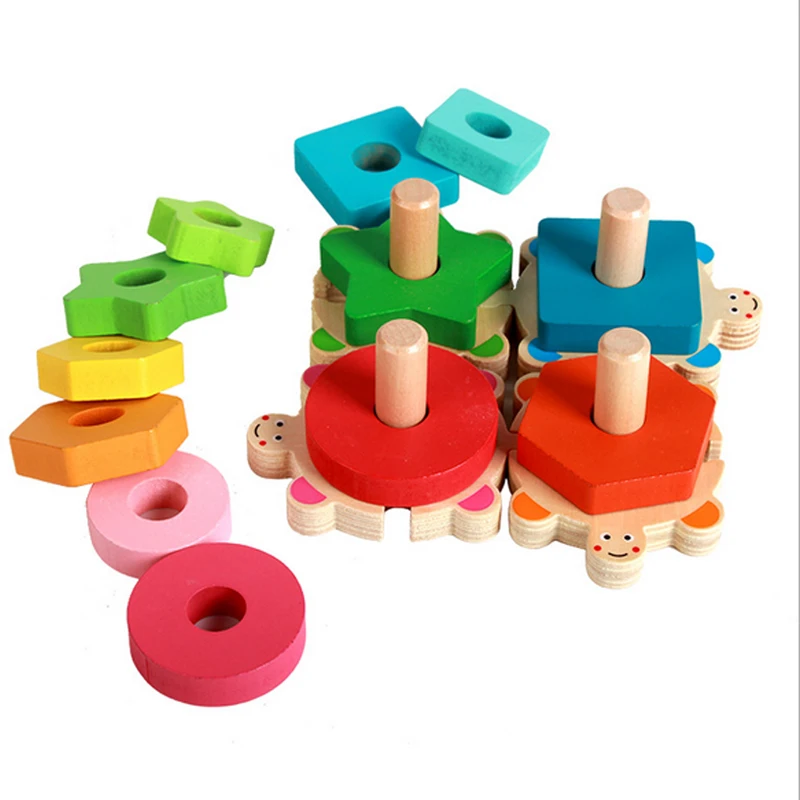 

Tortoise Geometry Matching Building Stacker Block Wooden Educational Toys For Children Kids Birthday Gifts