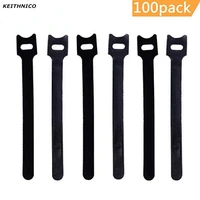 100pcs reusable fastening cable ties wire organizer straps 12x200mm hook and loop sticky adhesive cord management cable winder