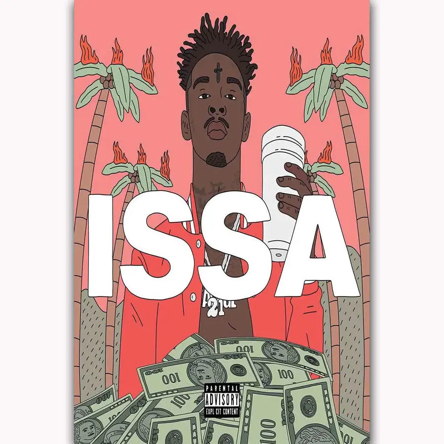 Новый 21 Savage для маленьких девочек пользовательские рэп шелковое искусство