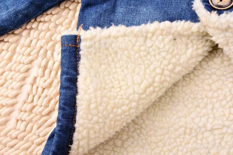 Плотная теплая верхняя одежда для малышей Джинсовая куртка Повседневное пальто