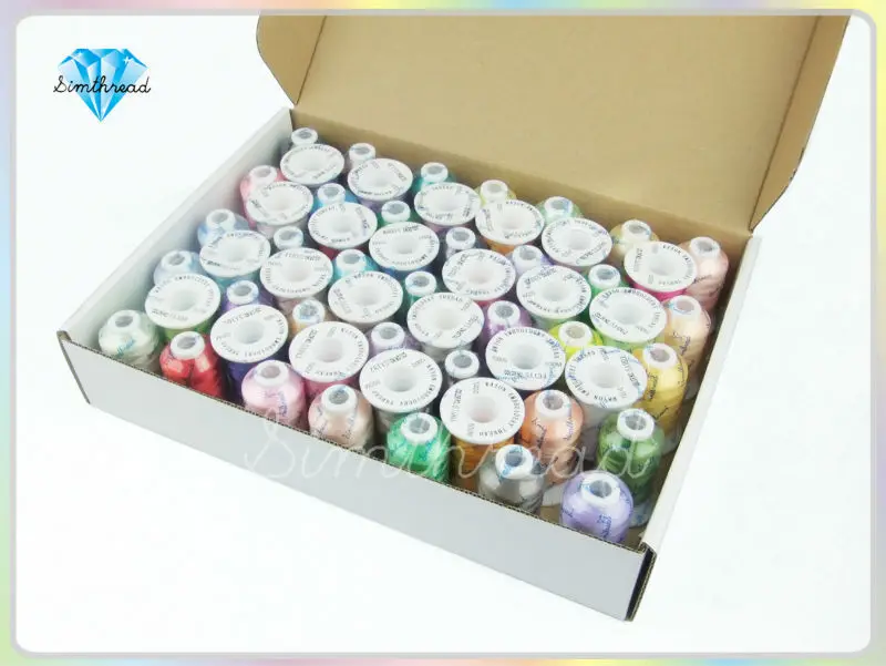 New Arrival 58 Colors Rayon Embroidery Spools Thread 550M/Spool with 12pcs Style A Bobbins | Дом и сад