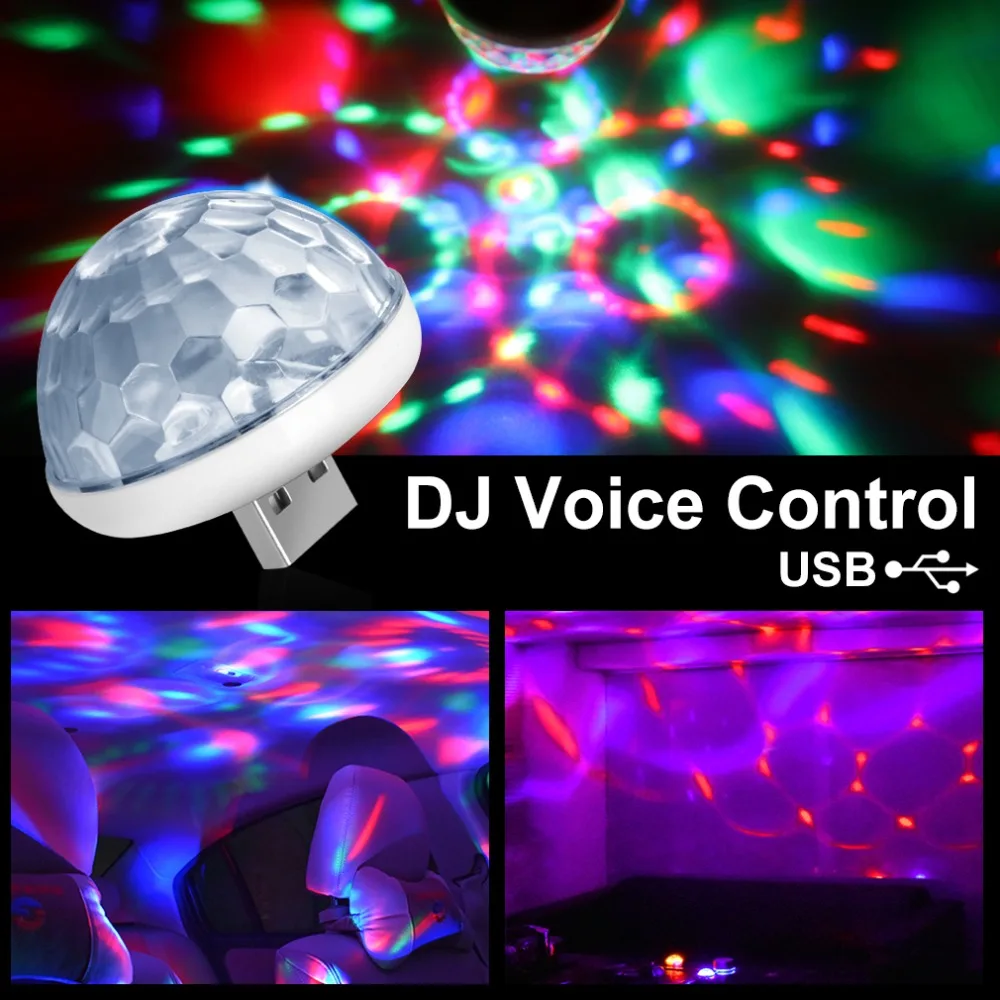 СВЕТОДИОДНЫЙ Автомобильный USB атмосферный свет DJ RGB мини красочная музыкальная