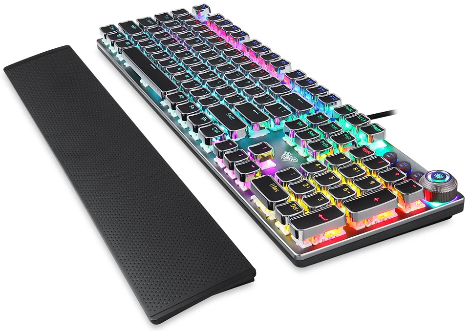 Механическая игровая клавиатура RGB светодиодный подсветкой 104 клавиш с подсветкой teclado анти-ореолы большие клавиши крутой дизайн для PC Gamer