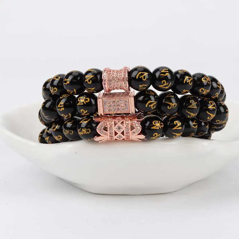 Шесть символов браслет с мантрой буддизм Go Chard гравировка золото