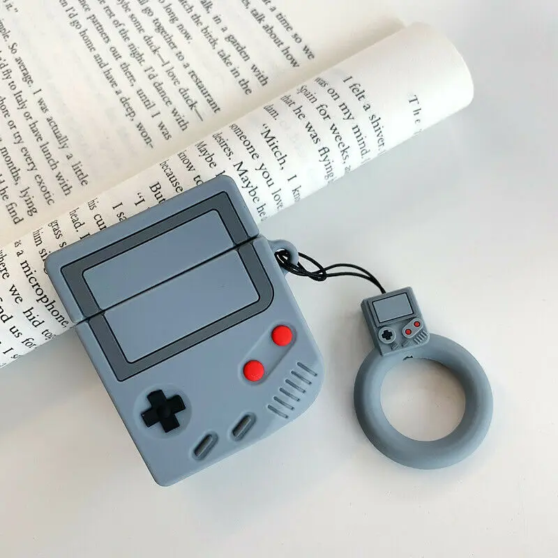 Серый 3D милый силиконовый чехол Gameboy для Apple Airpods наушники защитная крышка - Цвет: Серый