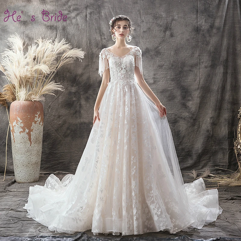 Элегантное белое свадебное платье He's Bride сексуальное с v образным вырезом со