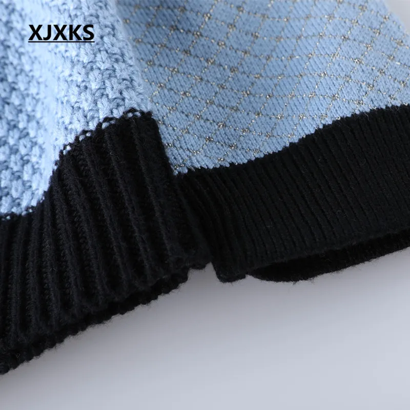 Женский свитер XJXKS с отложным воротником длинным рукавом M-XXL | Женская одежда