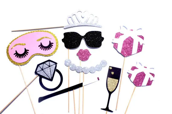 

Pink style Bridal Shower Photo Booth Props Set Birthdays, Weddings, Parties photobooth masks 10 piece set